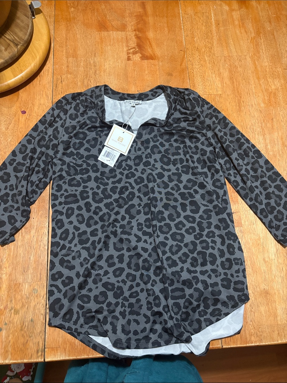 NWT MARY SQUARE BLACK LEOPARD PRINT TOP